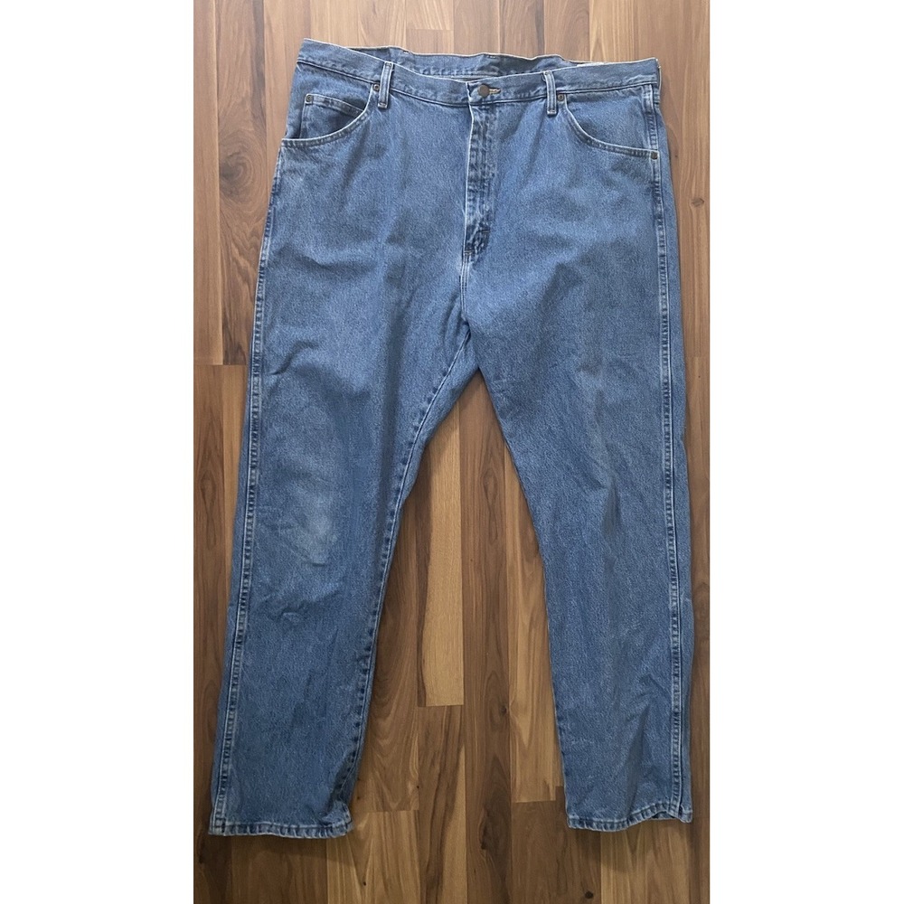 Wrangler Jeans Men's 42x32 Blue Denim Straight Leg Workwear 100% Cotton EUC